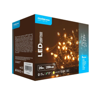 LED vianočná reťaz 200xLED/8 funkcií  23m teplá biela, IP44
