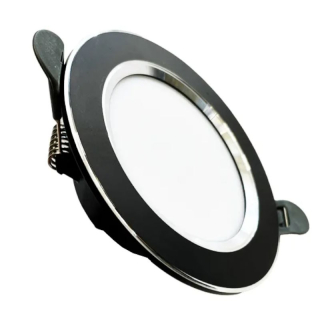 NEDES zapustený LED panel kruh 7,5W / 4000K / čierny+strieborný prúžok