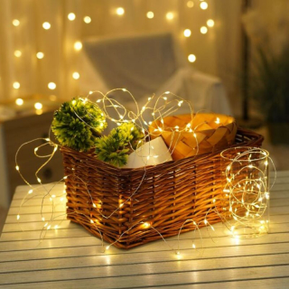 Vianočná dekoračná LED reťaz na batérie 2m teplá biela