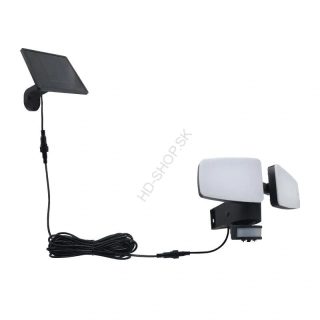 LED čierne vonkajšie solárne svietidlo so senzorom 12W /1200lm / 3000K - 4100K - 6500K 