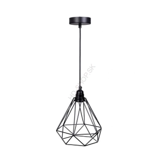 Závesné kovové svietidlo čierne - 1x E27