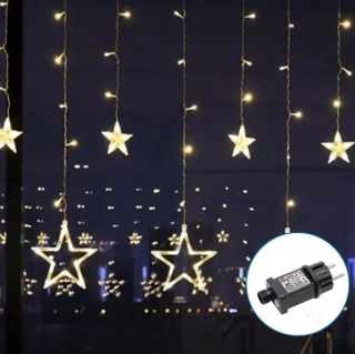 Vianočná LED pripojiteľná reťaz, hviezdy (vlny), teplá biela, 3m+3mx0,6m, 12 pásikov, 120 LED