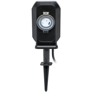 Záhradný stĺpik 2x zásuvka, hodiny