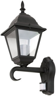 Exterierové senzorové nástenné svietidlo, so stojacim ramenom