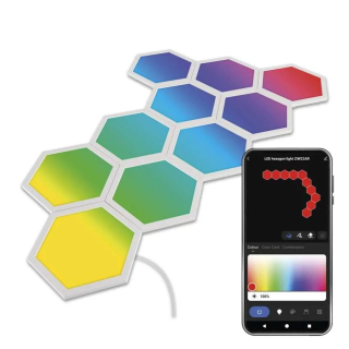 GoSmart LED svietidlo Hexagon, štartovacia sada, 10 dielov, 19 W, RGBIC stmievateľné, WiFi