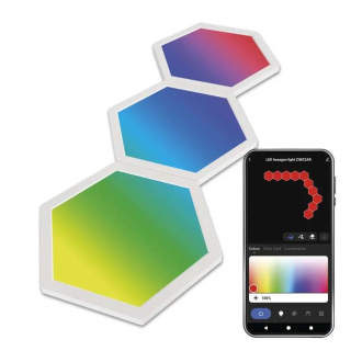 GoSmart LED svietidlo Hexagon, rozširovacia sada, 3 diely, RGBIC stmievateľné, WiFi