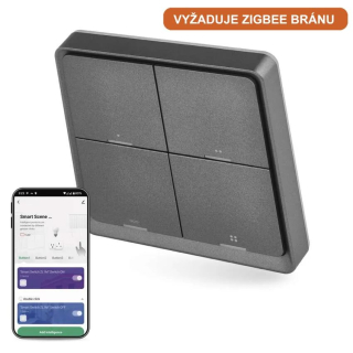 GoSmart Prenosný ovládač scén IP-2004ZB, ZigBee 3.0, 4-tlačidlový