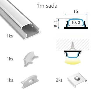 Sada lišty strieborná 1 m