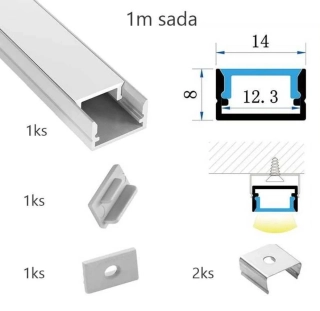 Sada lišty strieborná 2 m