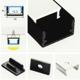 Sada lišty čierna 2 m