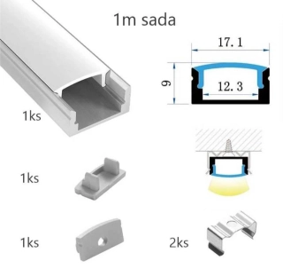 Sada lišty strieborná 1 m