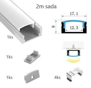 Sada lišty strieborná 2 m