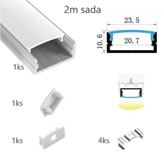 Sada lišty strieborná 2 m