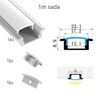 Sada lišty strieborná 1 m
