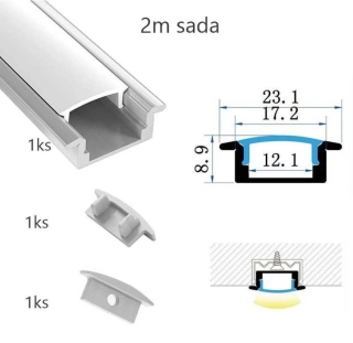 Sada lišty strieborná 2 m
