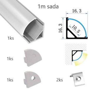 Sada lišty strieborná 1 m