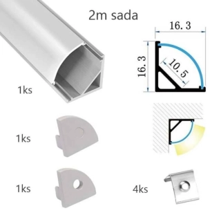 Sada lišty strieborná 2 m