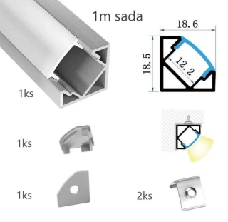 Sada lišty strieborná 1 m