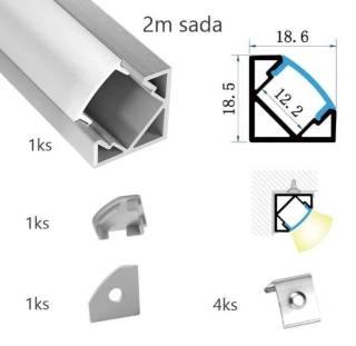 Sada lišty strieborná 2 m