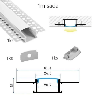 Sada lišty strieborná 1 m