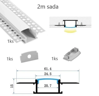 Sada lišty strieborná 2 m