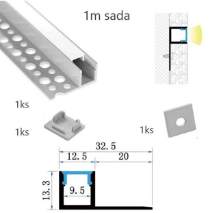 Sada lišty strieborná 1 m