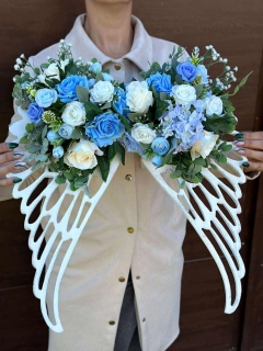 Spomienkový aranžmán na hrob, modrý