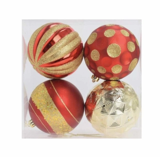 Vianočné veľké plastové gule 12cm set 4ks
