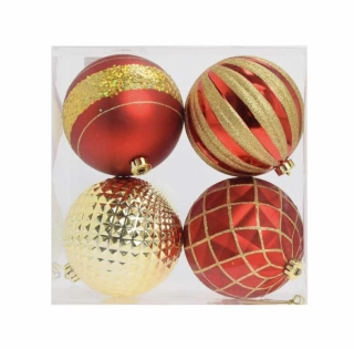 Vianočné veľké plastové gule 15cm set 4ks