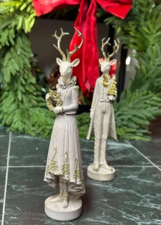 Jeleň béžový polyresin 37cm lady