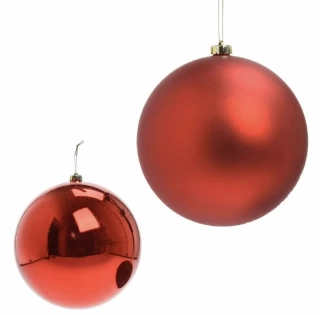 XL 2 plastové červené vianočné gule 20cm