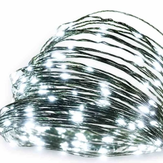 LED vianočná nano reťaz zelená, 4 m, vonkajšia aj vnútorná, studená biela, časovač