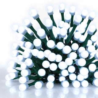LED vianočná cherry reťaz – guličky, 48 m, vonkajšia aj vnútorná, studená biela, časovač