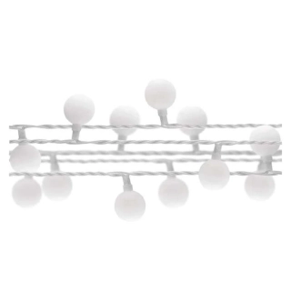 LED svet. cherry reťaz – guličky 2,5cm, 4 m, vonkajšia aj vnútorná, studená biela, časovač
