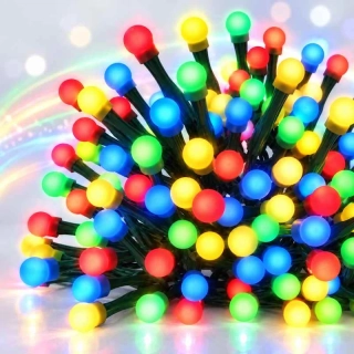 LED vianočná cherry reťaz – guličky, 8 m, vonkajšia aj vnútorná, multicolor, programy
