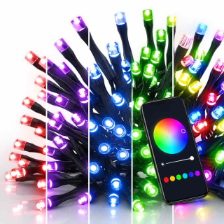GoSmart LED vianočná reťaz, 12 m, vonkajšia aj vnútorná, RGB, programy, časovač, WiFi
