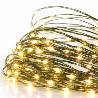 LED vianočná nano reťaz zelená, 7,5 m, vonkajšia aj vnútorná, teplá biela, časovač