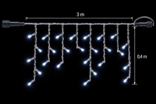Premium LED spojovacia reťaz čierna – cencúle, 3 m, vonkajšia, studená biela