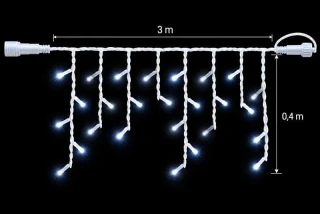 Premium LED spojovacia reťaz preblikujúca biela – cencúle, 3 m, vonk., studená biela