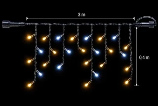 Premium LED spojovacia reťaz preblikávajúca – cencúle, 3 m, vonkajšia, teplá/studená biela