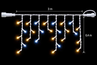 Premium LED spojovacia reťaz blikajúca biela – cencúle, 3 m, vonkajšia,teplá/studená biela