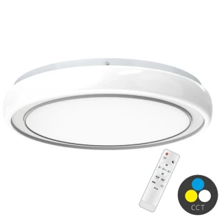 Stropné LED svietidlo DUHA s RGB podsvietením a ovládačom, Ø 38,5 cm, 30 W a 6 W RGB, CCT, IP20, biele (WCJ385-36W/RGBW)