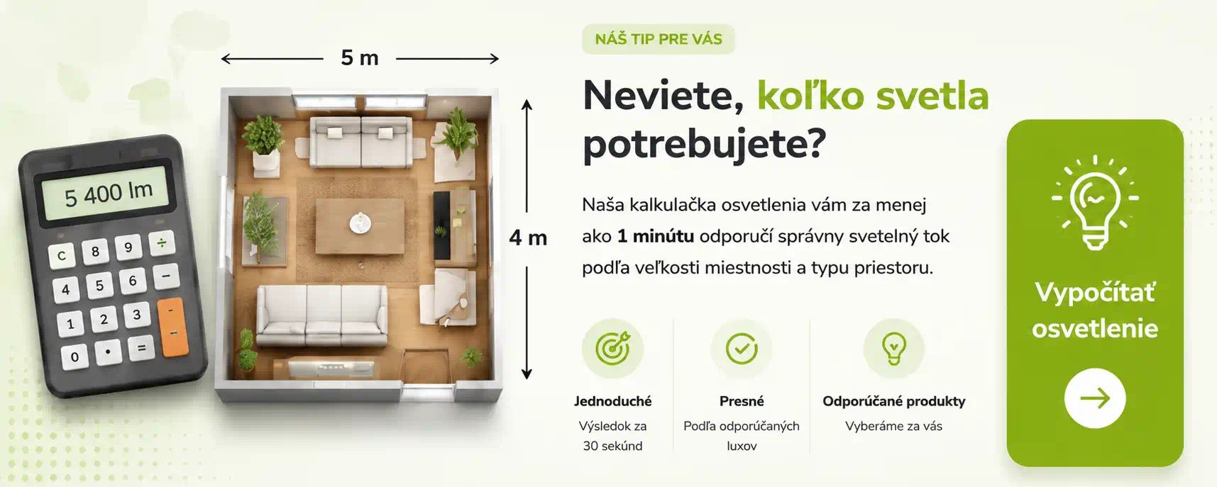 Kalkulačka osvetlenia – zistite, koľko svetla potrebujete