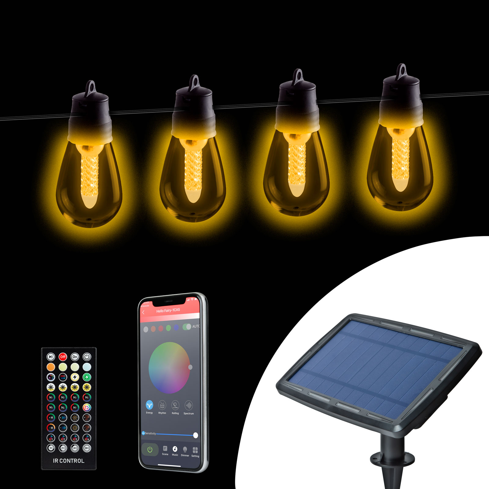Smart solárna LED reťaz 25 LED Bluetooth